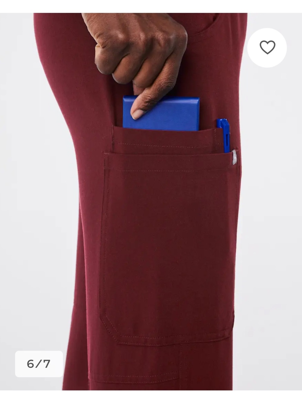 FIGS Kade Cargo Scrub Trousers in Burgundy with Gray Tie XXL short - Picture 2 of 11